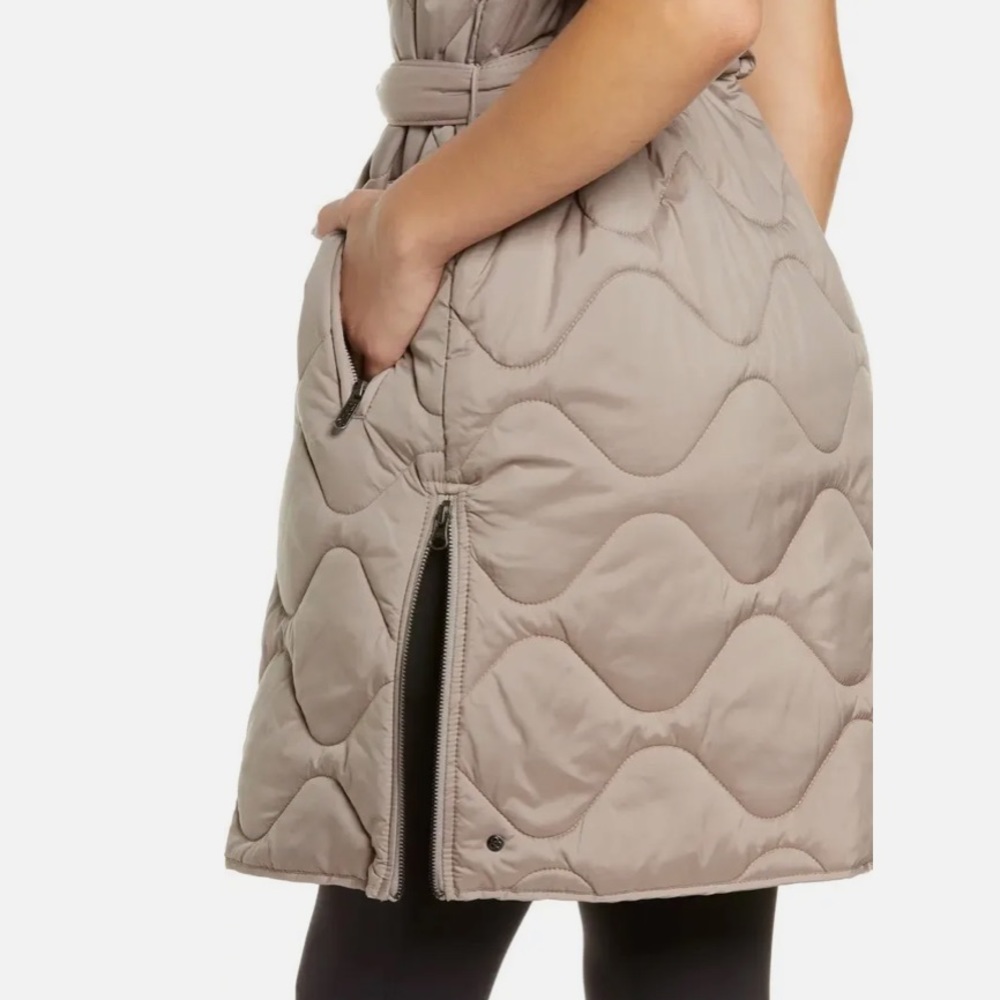 NWT ZELLA Womens Longline Belted Quilted Vest Jacket - Picture 4 of 5